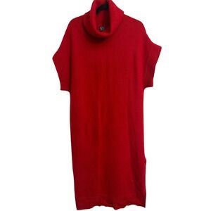 Worthington Red Turtleneck Short Sleeve Sweater Wool Dress Size Large